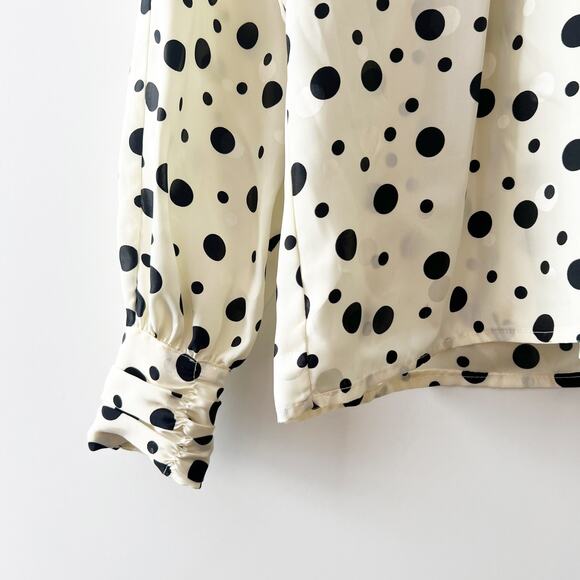 Vintage 80s Jordan Polka Dot Turtleneck Blouse Size Small - Picture 3 of 7